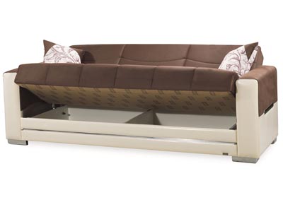 Monaco Brown/Cream Microsuede Sofabed,Ottomanson (Previously Casamode)